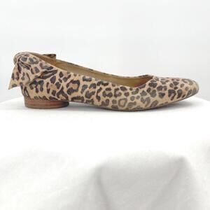 Bernardo Eloisa Leather Bow Flats Leopard Brown Shoes 7.5